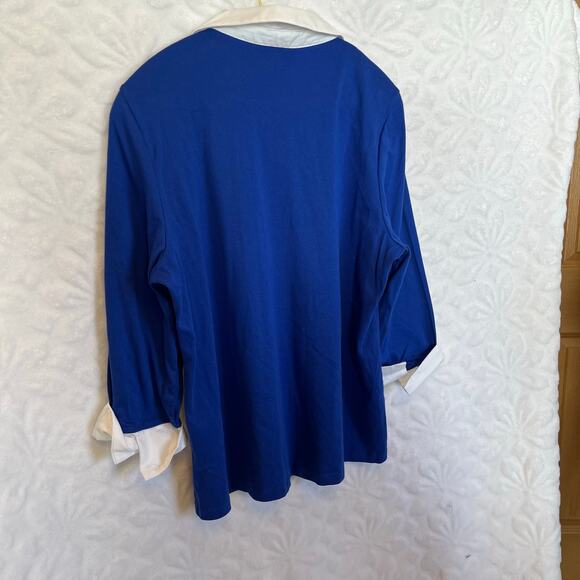 NEW Karen Scott long sleeve blue top with built in collar and cuffs size XXL - Picture 3 of 5